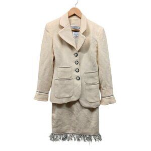 Gemma Kahng Suit Women's Size 6 Cream Wool Blazer Skirt‎ Set Bergdorf Goodman